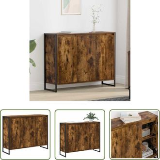 vidaXL Mobile industriale - Mobile laterale Quercia Fumosa 96,5 x 30 x 75 cm