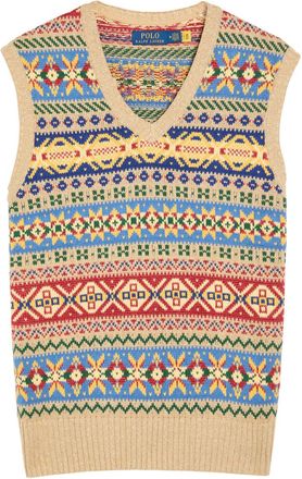 Polo Ralph Lauren Patterned Intarsia Linen and Cotton-blend Vest - Multicoloured 1 - XL