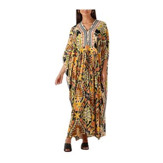 Louizon Kleurrijke Midi Jurk - Dames - Maxi kleedjes - Veelkleurig - S - Kleedjes