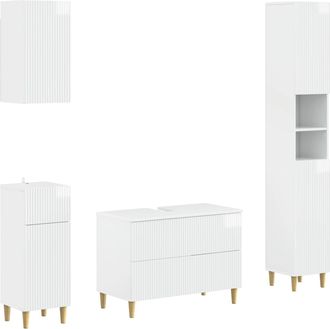 vidaXL Juego De Armarios De Ba&ntilde;o De 4 Piezas Arnhem Blanco Brillante Vidaxl