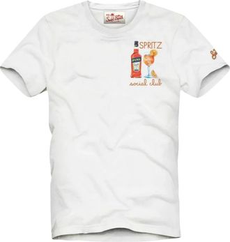 MC2 Saint Barth Portofino T-shirt met katoenen print op de voorkant - Heren - T-shirts - Wit - XL - Katoen - Tops