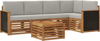 vidaXL Conjunto De Sof&aacute;s De Exterior 5 Uds. Natural Y Gris Claro Vidaxl