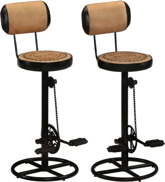 vidaXL Furniture Limited - Taburetes Cocina 2 Uds Piel Cabra Estampado