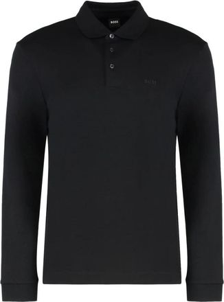 HUGO BOSS Pado 30 Long Sleeve Polo - Heren - Polos - Zwart - 2XL - Katoen - Tops