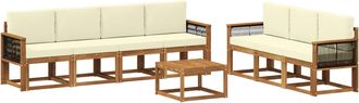 vidaXL Conjunto De Sof&aacute;s De Exterior 7 Uds. Natural Y Crema Vidaxl