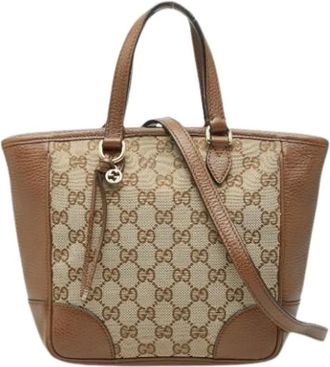 Gucci Pre-owned Tote Bags, female, Brown, Size: ONE SIZE Pre-owned GG Canvas Tote