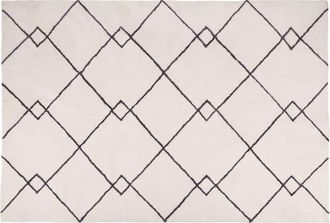 Maisons du monde Alfombra grande estilo bereber blanca y negra 200x300 cm