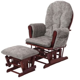 Hhg Hhg - Sill&oacute;n Relax 009, Mecedora Con Taburete Tela Chenilla (465g/m&sup2;) Oeko-tex, Gris Claro, Estructura Oscura