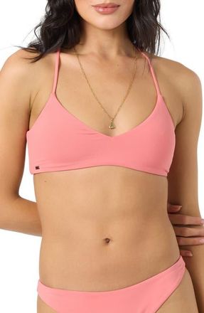O'Neill Saltwater Solids Huntington Lace-Up Bikini Top in Shell Pink at Nordstrom, Size Xx-Large