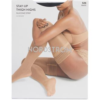 Nordstrom Stay Up Thigh High Sheer Stockings in Black at Nordstrom, Size Medium