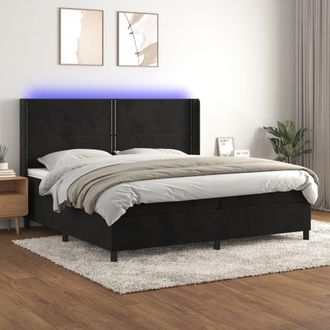 vidaXL Vidaxl - Cama Box Spring Colch&oacute;n Y Led Terciopelo Negro 200x200 Cm
