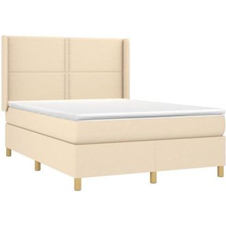 vidaXL Vidaxl - Cama Box Spring Colch&oacute;n Y Luces Led Tela Crema 140x190 Cm