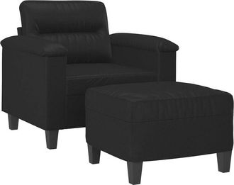 vidaXL Vidaxl - Sill&oacute;n Con Taburete Cuero Sint&eacute;tico Negro 60 Cm
