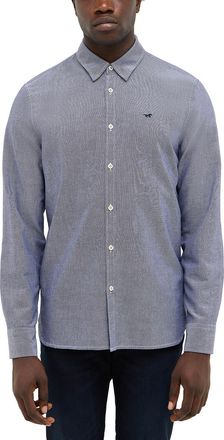 Mustang Langarmhemd MUSTANG Herren Style Edinburg, Herren, Gr. 3XL, US-Gr&ouml;ssen, blau 4136, Twill, 100% Baumwolle, meliert, slim fit, Hemden Langarmhemd