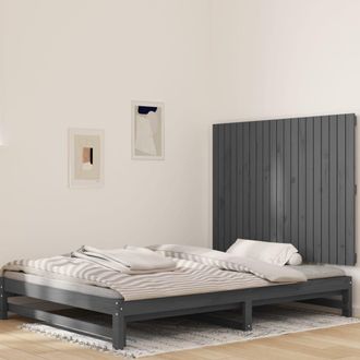 vidaXL Cabecero De Cama De Pared Madera Maciza Pino Gris 127,5x3x90 Cm Vidaxl