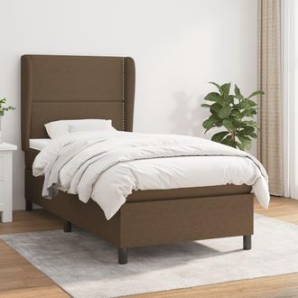 vidaXL Vidaxl - Cama Box Spring Con Colch&oacute;n Tela Marr&oacute;n Oscuro 90x200 Cm