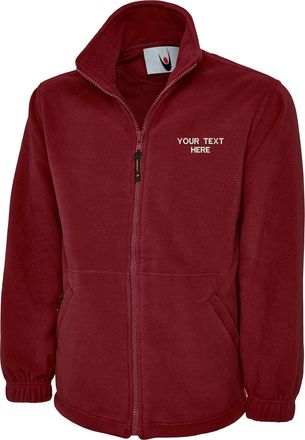 Generic Personalised Embroidered Your Text UC640 Fleece Jacket, Classic Full Zip Micro Fleece Jacket XS to 4XL (4XL, Maroon)
