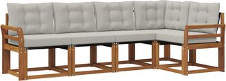 vidaXL Conjunto De Sof&aacute;s De Exterior 5 Uds. Gris Natural Y Claro Vidaxl