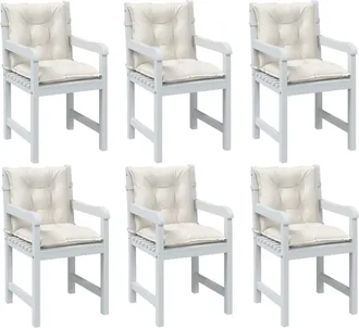 vidaXL Cojines Silla Respaldo Bajo 6 Ud Tela Crema Melange 100x50x7 Cm Vidaxl