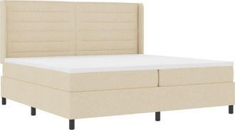 vidaXL Box Spring Bed with Mattress Cream 200 x 200 cm Fabric vidaXL