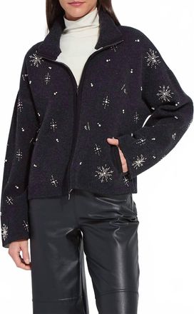 Lyss&eacute; Scottie Embelished Knit Jacket In Charcoal And Light Pewter