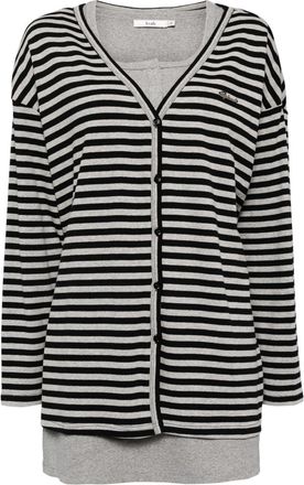 B+ab striped button-up cardigan - women - Viscose/Cotton/Polyester/Spandex/Elastane/Spandex/Elastane/Cotton - S - Black