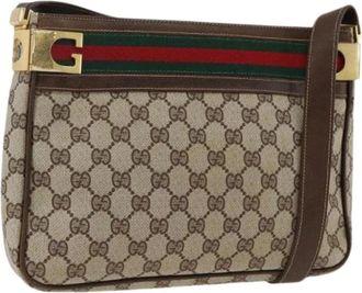 Gucci Pre-owned Cross Body Bags, female, Beige, Size: ONE SIZE Pre-owned Vintage Canvas Shoulder Bag