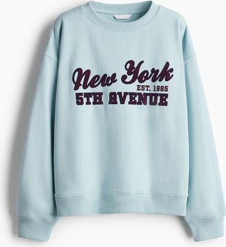 H&M Sweatshirt mit Textmotiv - Turquoise
