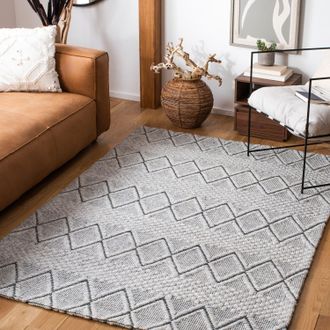 Safavieh Marbella Hand Made Area rug, Light Grey / Black Bohemian Style Non-Shedding