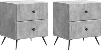 vidaXL Armario De Noche 2 Uds. Gris Hormig&oacute;n 43 X 34,5 X 47,5 Cm Vidaxl