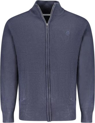 North Sails Nylon trui met geribbelde details - Heren - Vesten met rits - Blauw - M - Nylon - Hoodies & sweatvesten