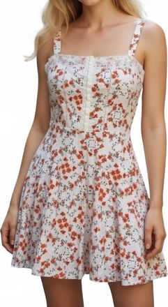 Olivaceous Floral Mini Sundress In Cream/orange