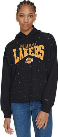 Tommy Jeans Womens Tommy Jeans Black Los Angeles Lakers Stella Cropped Pullover Hoodie at Nordstrom, Size Xx-Large