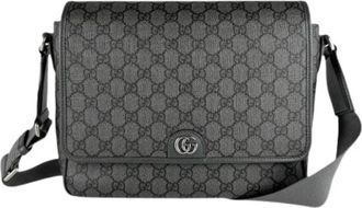 Gucci Pre-owned GG Supreme Shoulder Bag - Heren - Vintage Schoudertas - Grijs - ONE Size - Leer - Vintage