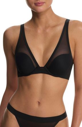 Natori True Zen Plunge T-Shirt Bra in Black at Nordstrom, Size 30Ddd