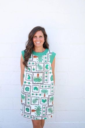 Entro Portia Palm Mini Dress In Green Multi