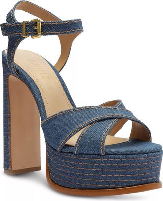 Schutz Womens Keefa Sandal In Blue Denim