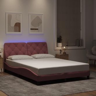 vidaXL Estructura De Cama Con Luces Led Terciopelo Rosa 120x200 Cm Vidaxl