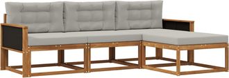 vidaXL Conjunto De Sof&aacute;s De Exterior 4 Uds. Natural Y Gris Claro Vidaxl