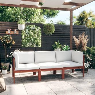 vidaXL Vidaxl - Sof&aacute; De Jard&iacute;n De 3 Plazas Con Coj&iacute;n De Madera De Acacia Y Cuerda