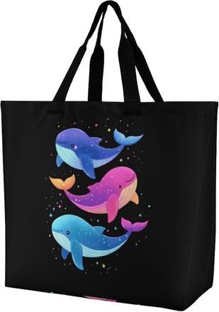 Generic Whale Shark Reusable Shopping Bags One Shoulder Grocery Tote Bag Waterproof Big Purse for Work Travel