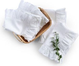 Solino Home Linen Dinner Napkins Set of 4, 20 x 20 Inch for Dining Table, Holiday and Everyday Table Decor - Gabrielle Ruffle in White at Nordstrom