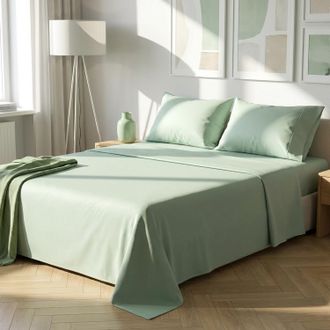 KASANOVA Completo matrimoniale cotone verde chiaro