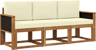 vidaXL Conjunto De Sof&aacute;s De Exterior 3 Uds. Natural Y Crema Vidaxl