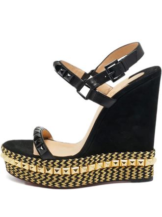 Christian Louboutin Cataclou studded wedge sandals - women - Calf Suede/Calf Leather/Calf Leather - 40 - Black
