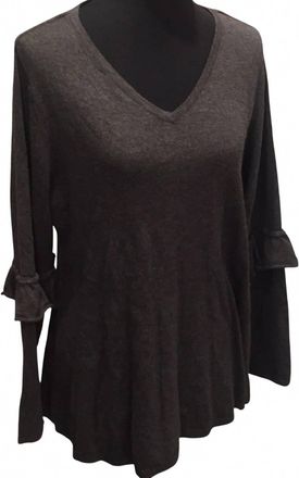 Style & Co. Womens Ruffled Elbow V-Neck Sweater - Plus In Gray