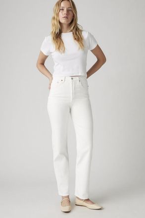 Levi's Vaqueros rectos tobilleros Ribcage - Mujer - 23X27 - Blanco / Cloud Over