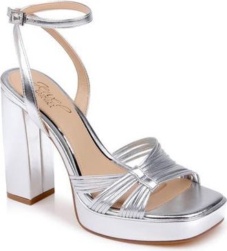 Badgley Mischka Zayla Ankle Strap Platform Sandal in Silver Metallic at Nordstrom, Size 8.5