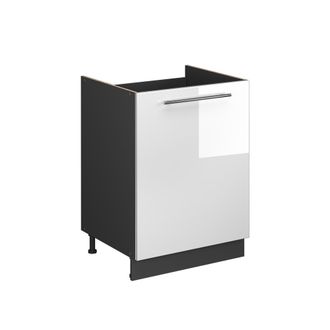 Vicco Mueble Bajo Para Fregadero Fame-line, Blanco Alto Brillo/antracita, 60 Cm, Vicco
