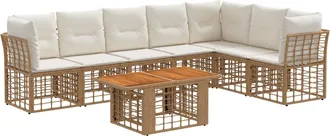 vidaXL Conjunto De Sof&aacute;s De Jard&iacute;n 8 Uds. Natural Y Crema Vidaxl